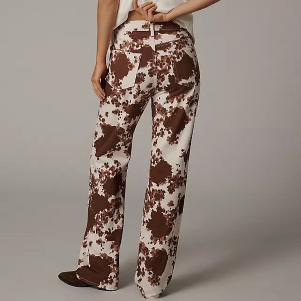Reformation Val 90s Mid-Rise Straight Jeans Color: Cowhide Print
